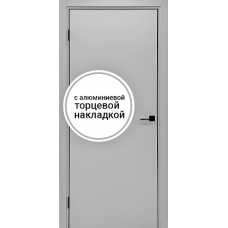 Двери Капель Classic ПВХ моноколор RAL7047 светло-серый с черной алюминиевой кромкой